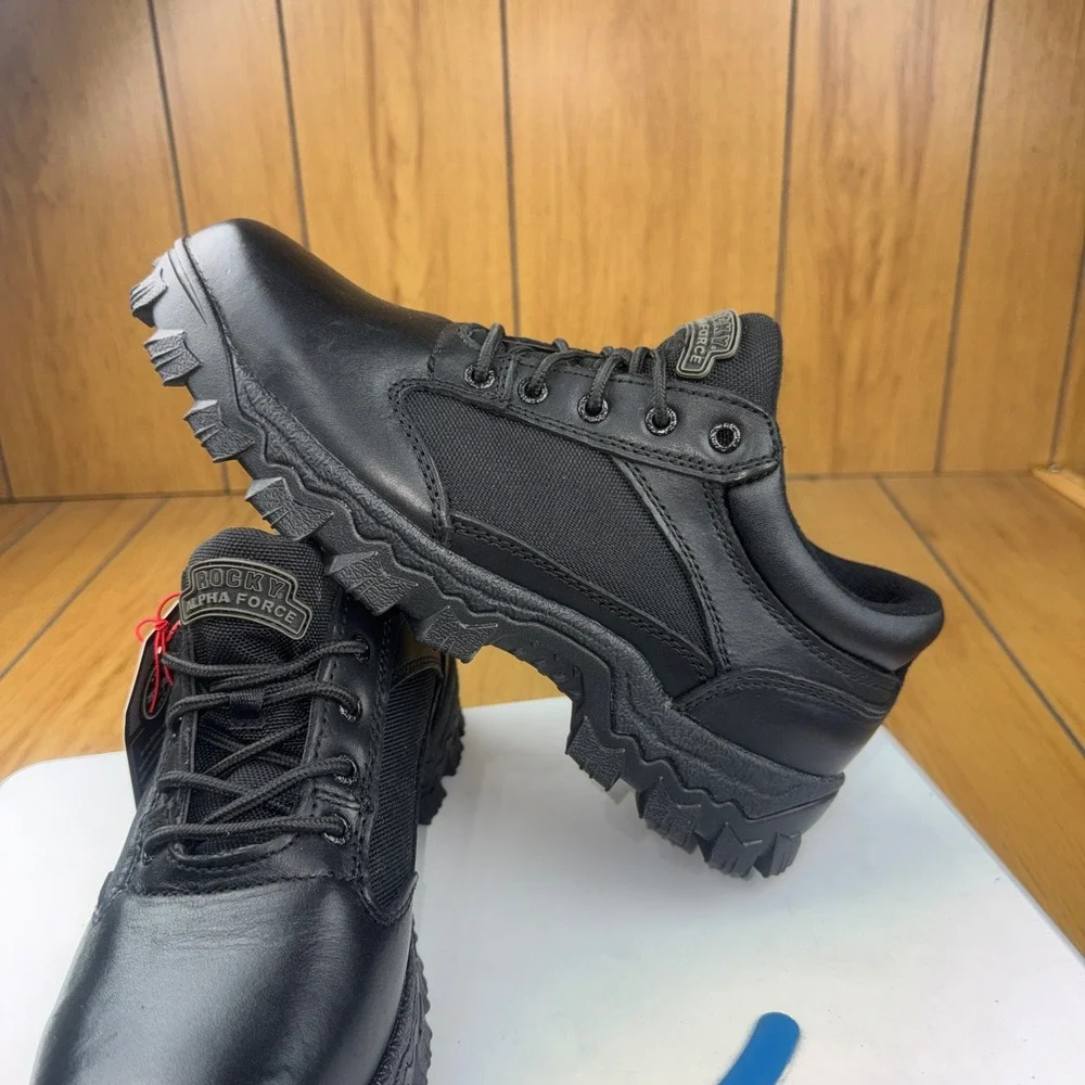 Rocky Mens Alpha Force 4 Inch Waterproof Duty Boots Black Leather FQ0002168 10W